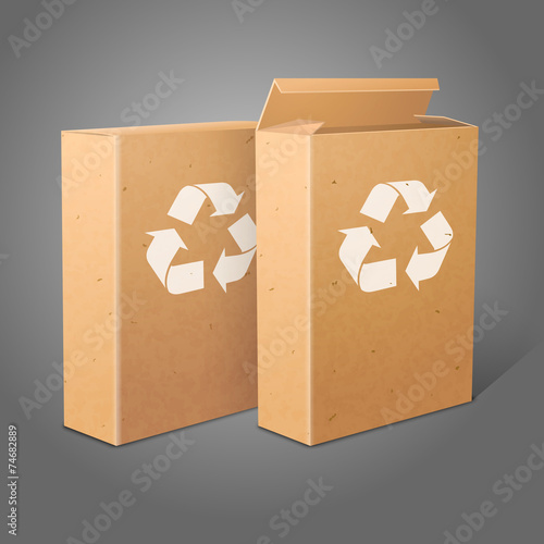 Two realistic blank craft paper packages for cornflakes, muesli