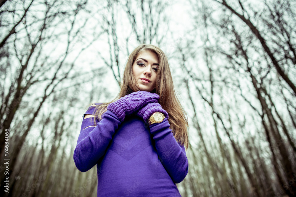 Young pretty sexy girl in dress outdoor in the forest Young pretty sexy girl in dress outdoor in the forest