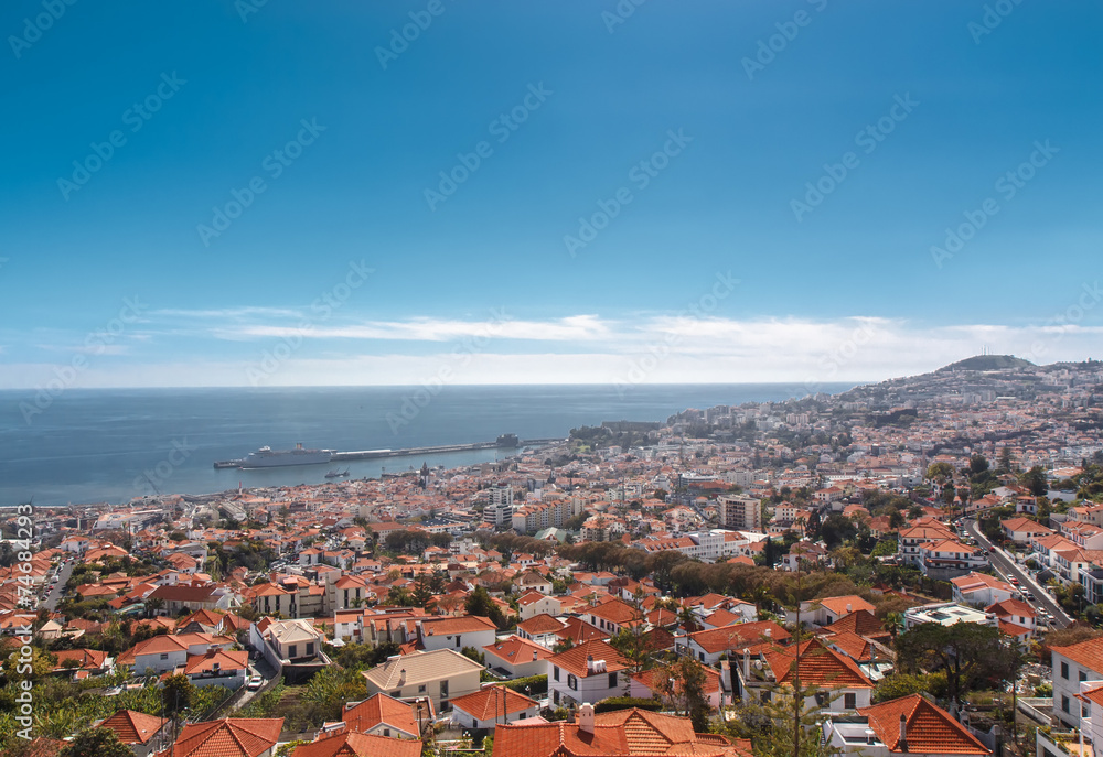 View of the city.  Funchal, Madeira island, Portugal