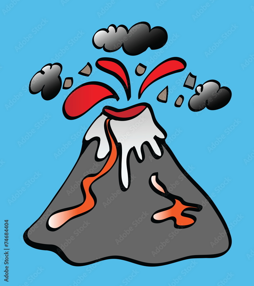 cartoon volcano Stock Illustration | Adobe Stock