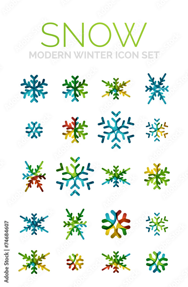 Set of Christmas snowflake icons Set of Christmas snowflake icons