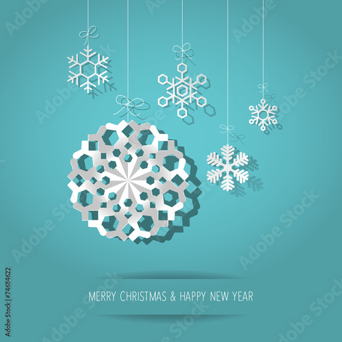 Vector white paper christmas snowflake thread background petrole