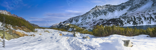 Panoramic winter view of the tatra mountain