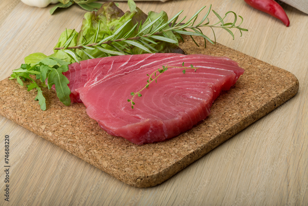 Raw tuna steak