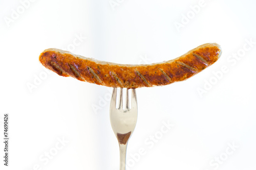 Aufgespießte Bratwurst photo