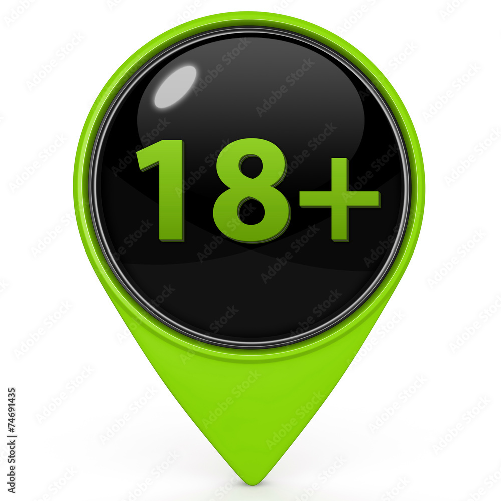 18+ pointer icon on white background