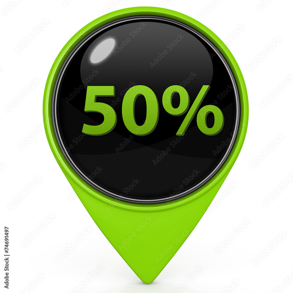Fivety percent pointer icon on white background Fivety percent pointer icon on white background
