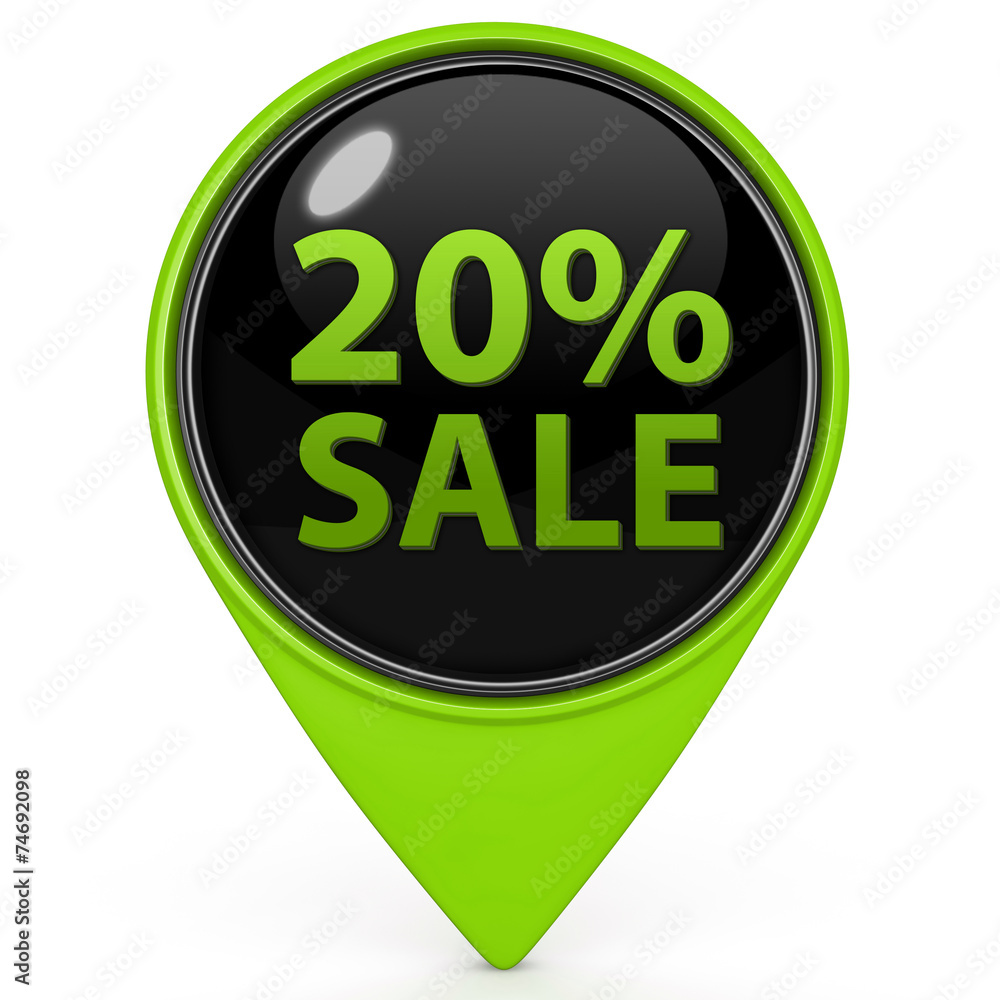 Sale twenty percent pointer icon on white background Sale twenty percent pointer icon on white background