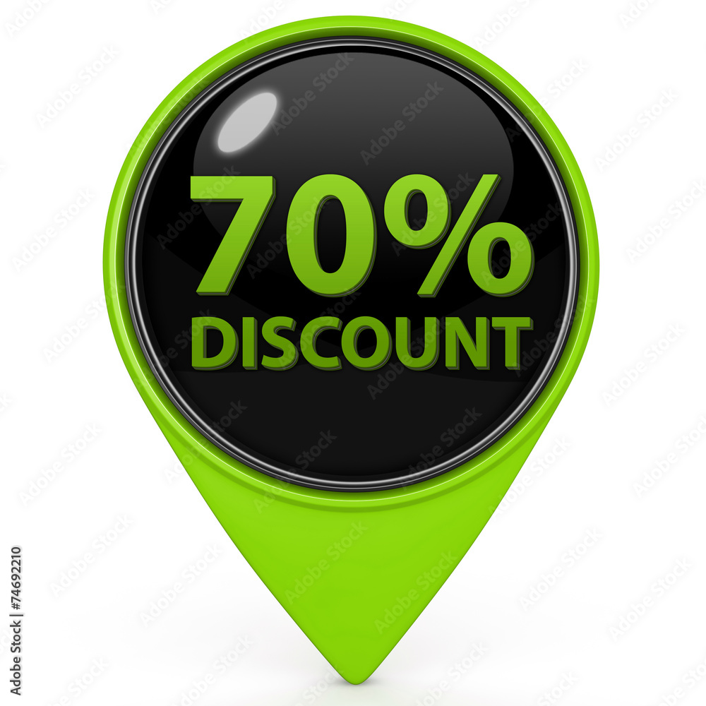 Discount seventy percent pointer icon on white background Discount seventy percent pointer icon on white background