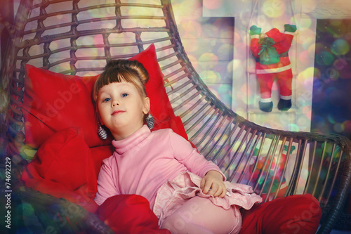 Wallpaper Mural girl near the Christmas fireplace Torontodigital.ca