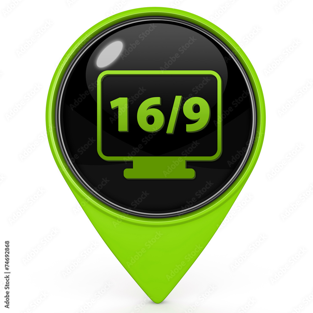 16/9 movie pointer icon on white background 16/9 movie pointer icon on white background