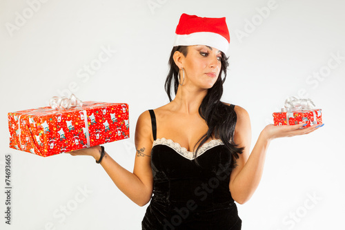 Obraz na płótnie Sexy brunette with presents