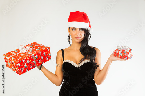 Obraz na płótnie Sexy brunette with presents