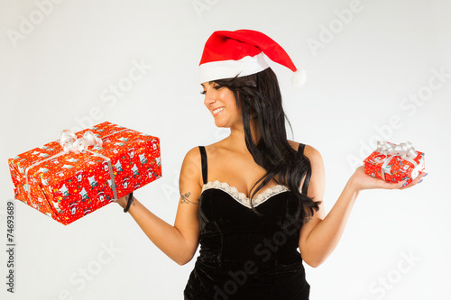 Obraz na płótnie Sexy brunette with presents