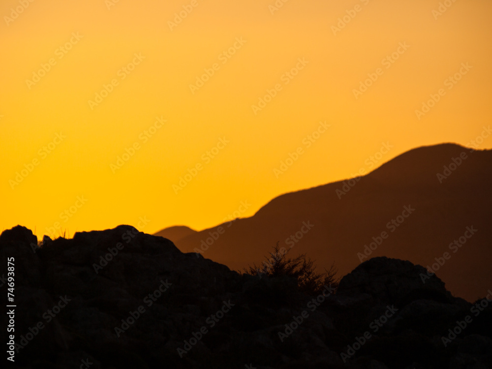 Morning silhouette of mountains