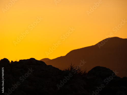 Morning silhouette of mountains