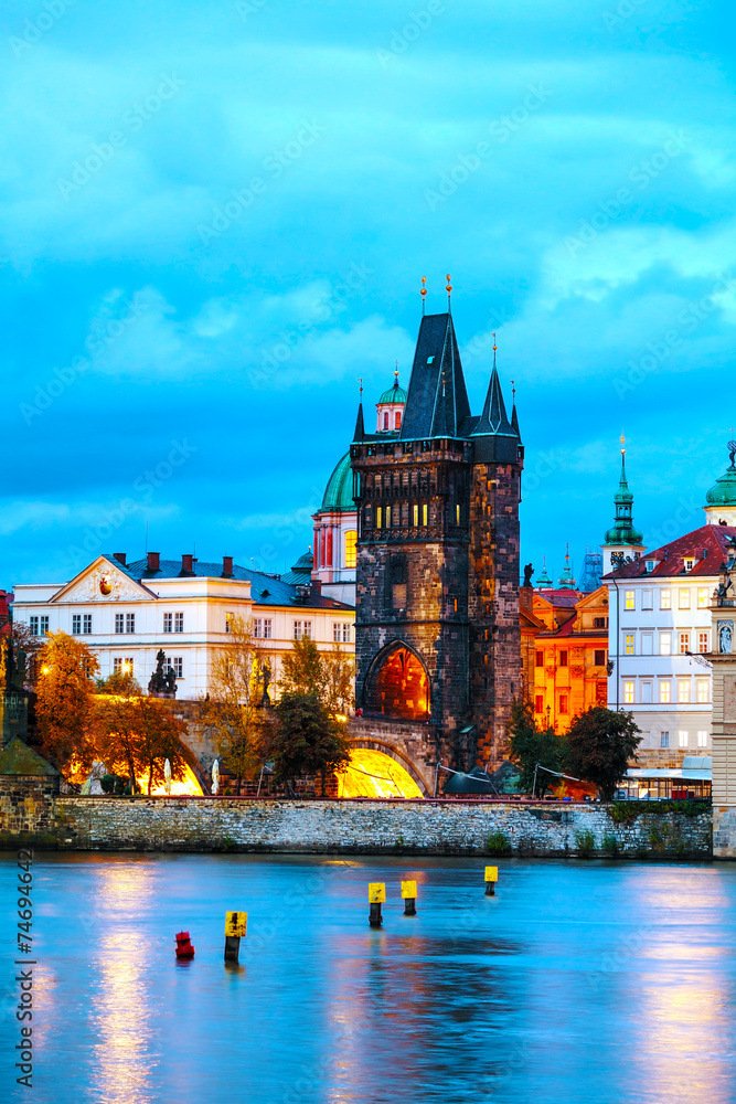 Fototapeta premium The Old Town with Charles bridge tower in Prague