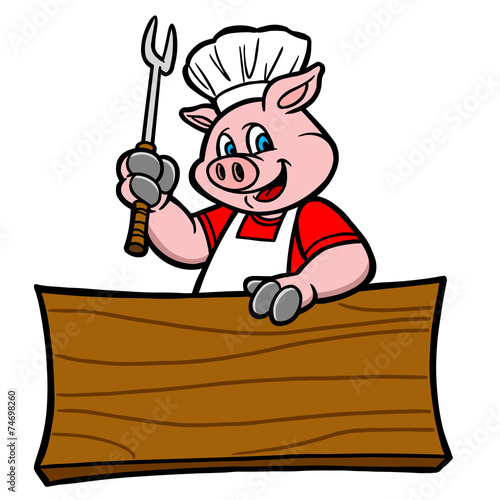 BBQ Pig With Sign