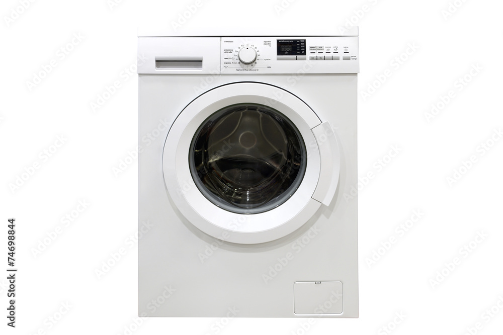 washing machine isolated on a white background - obrazy, fototapety, plakaty 