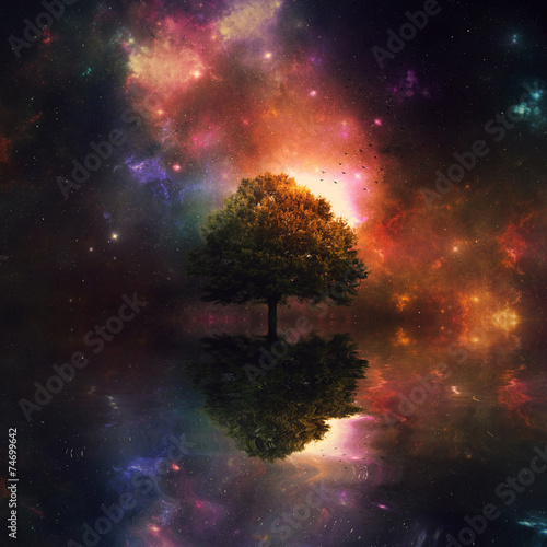 Night sky and tree