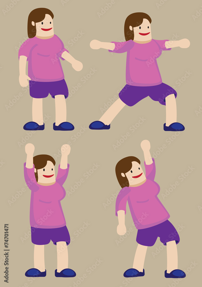 Plus Size Woman Exercising Vector Cartoon Illustration