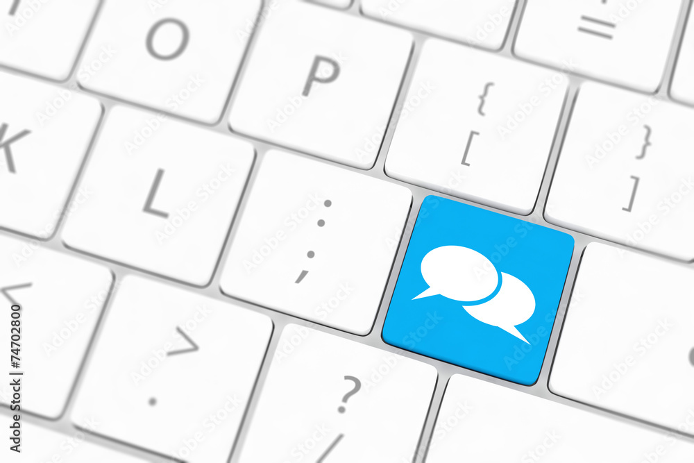 Social media key with two speech bubble sign on the keyboard Social media key with two speech bubble sign on the keyboard