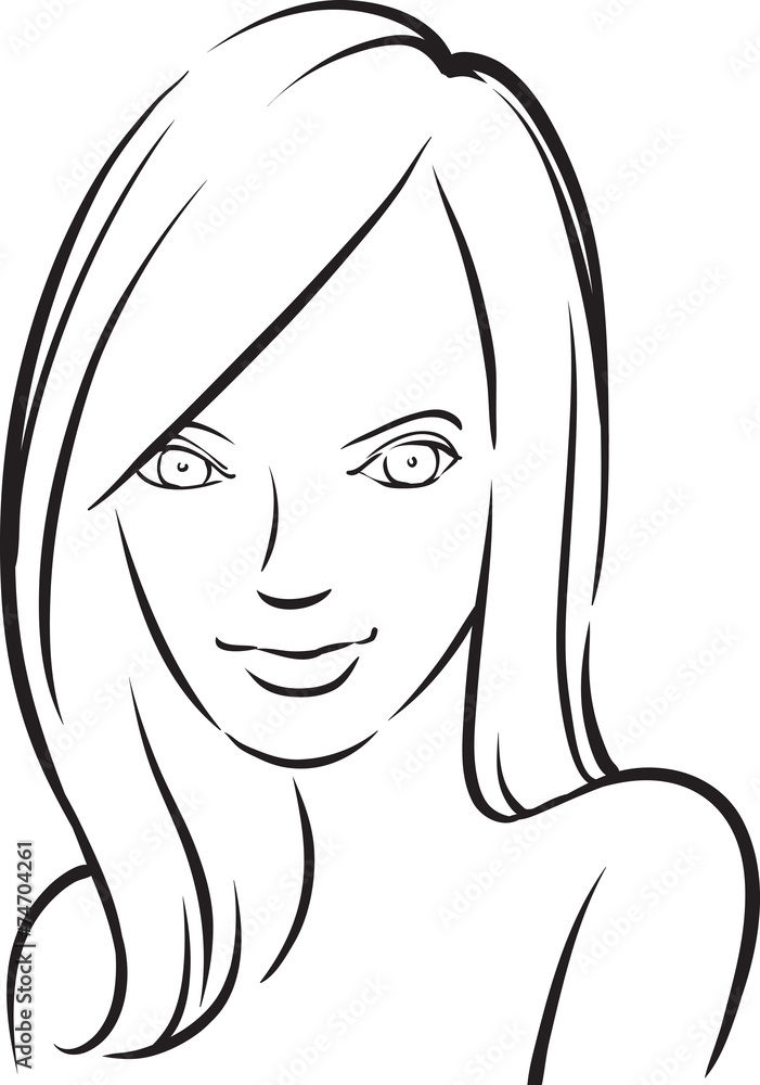 whiteboard drawing - beautiful smiling woman whiteboard drawing - beautiful smiling woman