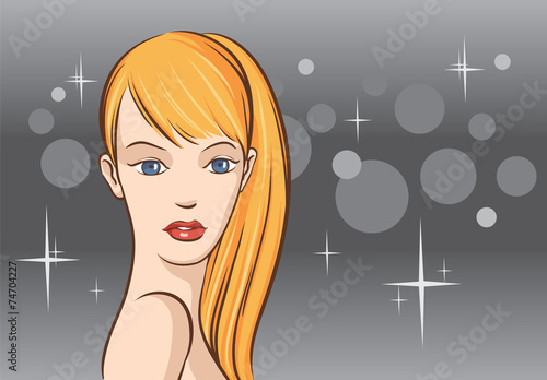 Beautiful blond woman with dark background