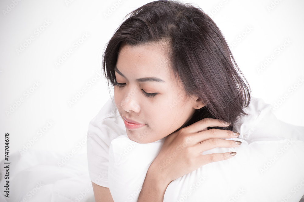 Portrait of a beautiful young woman in bed Portrait of a beautiful young woman in bed
