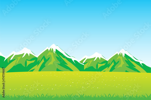 Year field and mountains