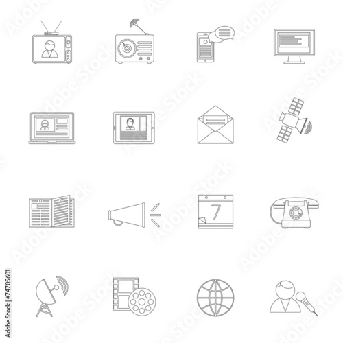Media icons outline set © Macrovector