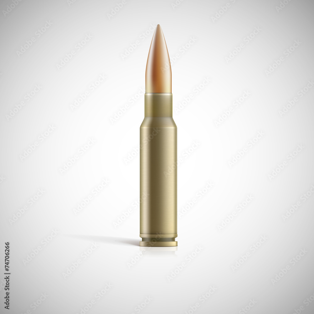 Single bullet. Cartridge for rifle or AK 47 isolated on white Single bullet. Cartridge for rifle or AK 47 isolated on white