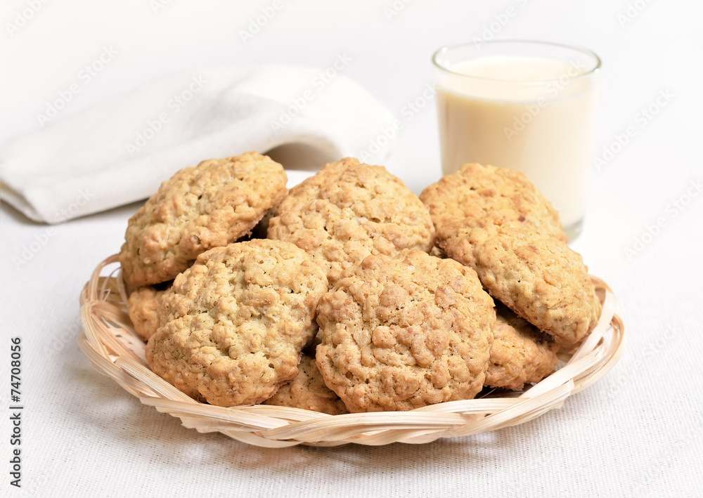 Homemade oatmeal cookies and milkshake Homemade oatmeal cookies and milkshake
