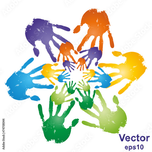 Vector hand print circle