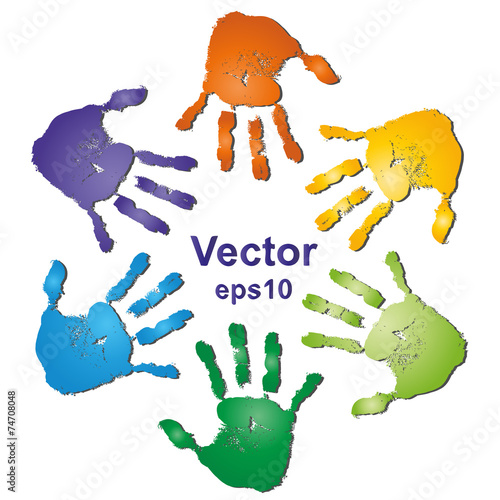 Conceptual  spiral made of painted human hands