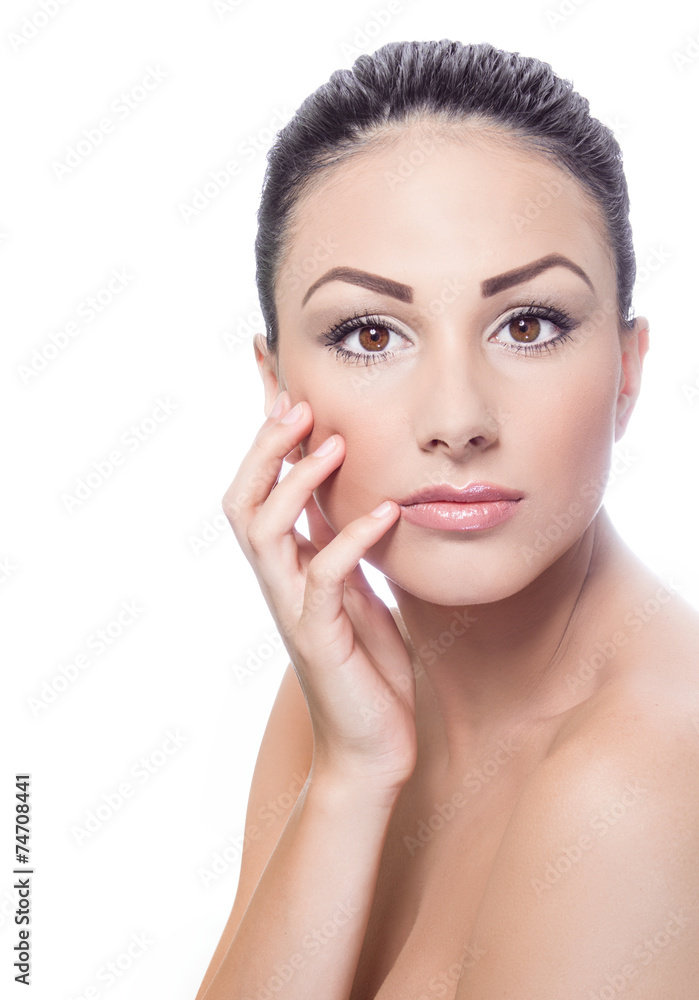 Beautiful face of young adult woman with clean fresh skin Beautiful face of young adult woman with clean fresh skin