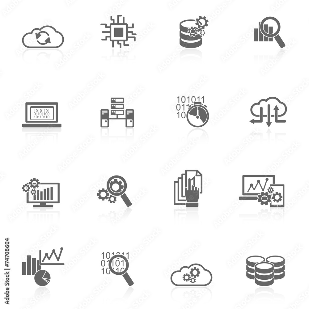 Database analytics icons black Database analytics icons black