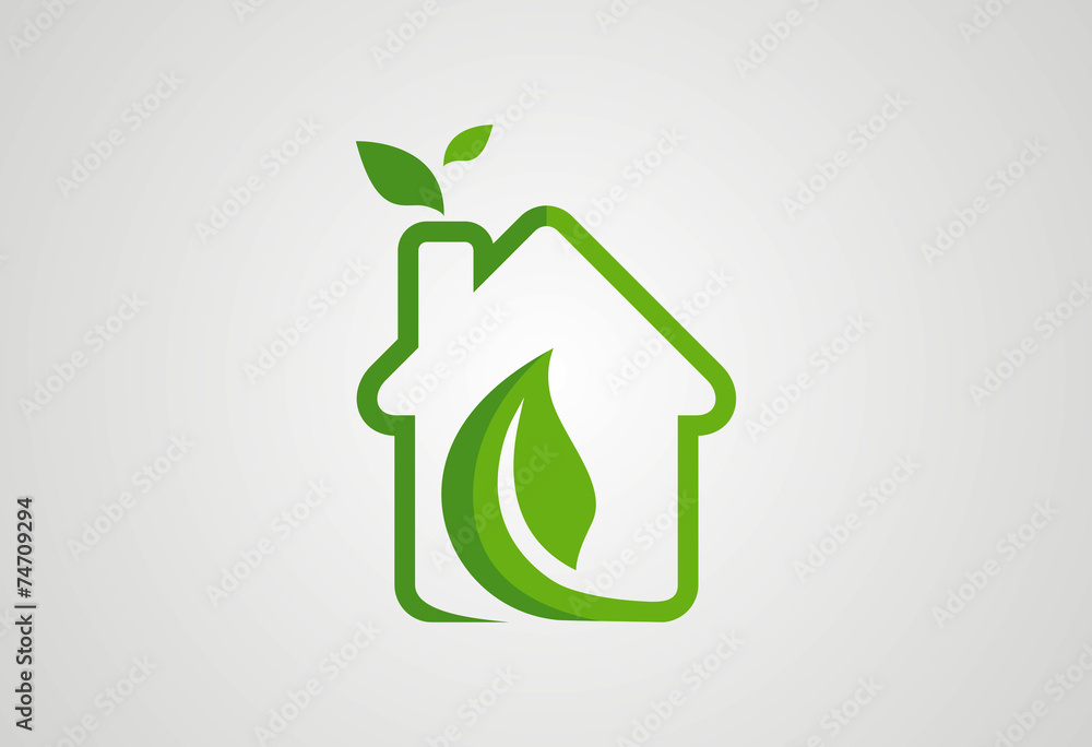 Home ecology green leaf logo vector Home ecology green leaf logo vector