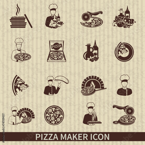 Pizza Maker Icon Black