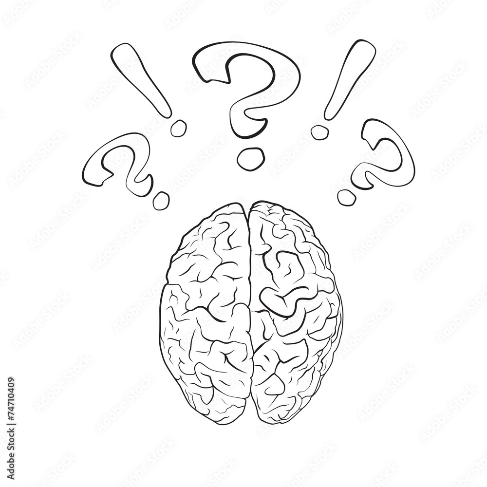 Brain with question mark and exclamation mark Stock Vector | Adobe Stock