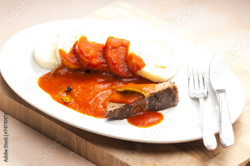 beef meat with tomato sauce