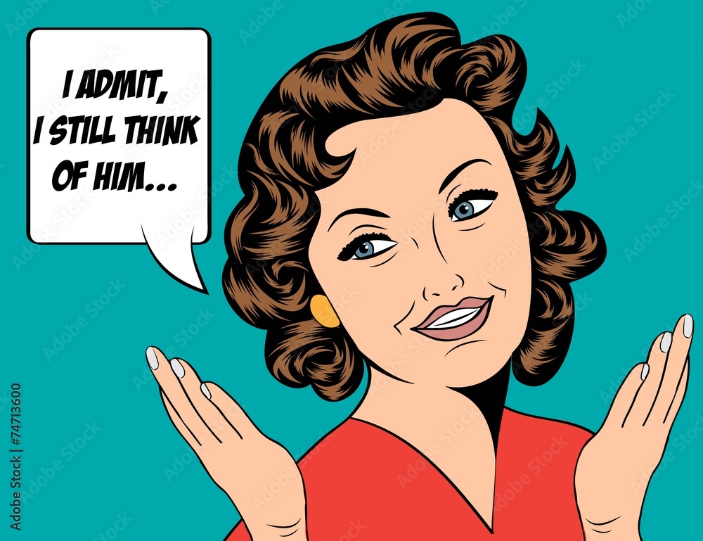 cute retro woman in comics style with message cute retro woman in comics style with message