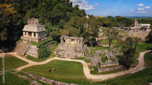 Mayan ruins in Palenque, Chiapas, Mexico. Palace and observatory #74713808