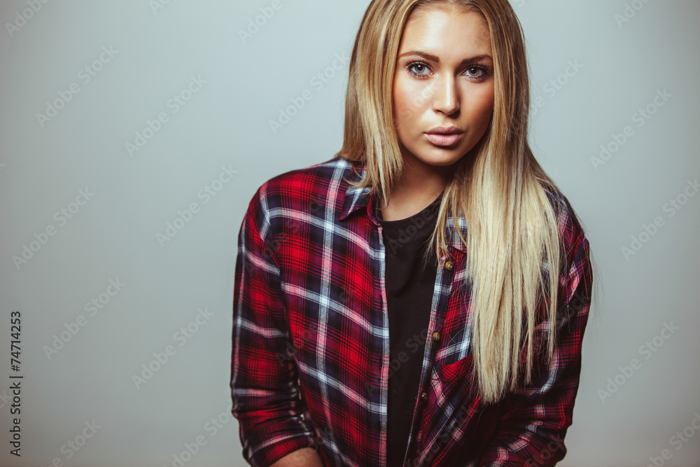 Attractive young woman in casual outfit Attractive young woman in casual outfit