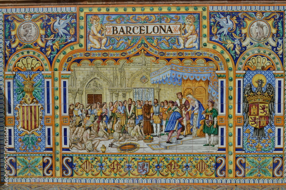 Detail of a tile on Plaza de Espana, Seville