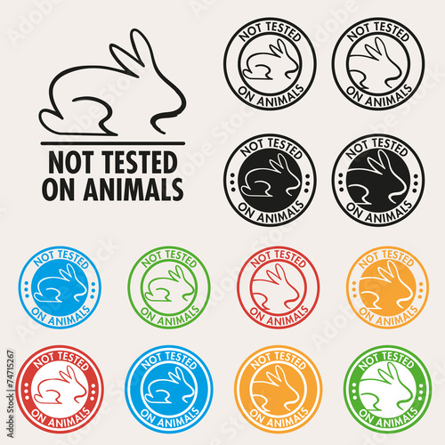 No animals testing sign icon. Not tested symbol. Round colourful