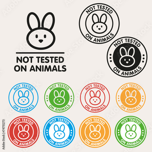 No animals testing sign icon. Not tested symbol. Round colourful