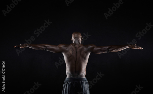 Strong back of a black muscular man