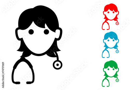 Pictograma icono doctora con varios colores