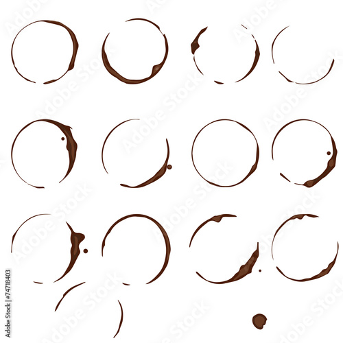 Splashes and traces of coffee cup, vector illustration